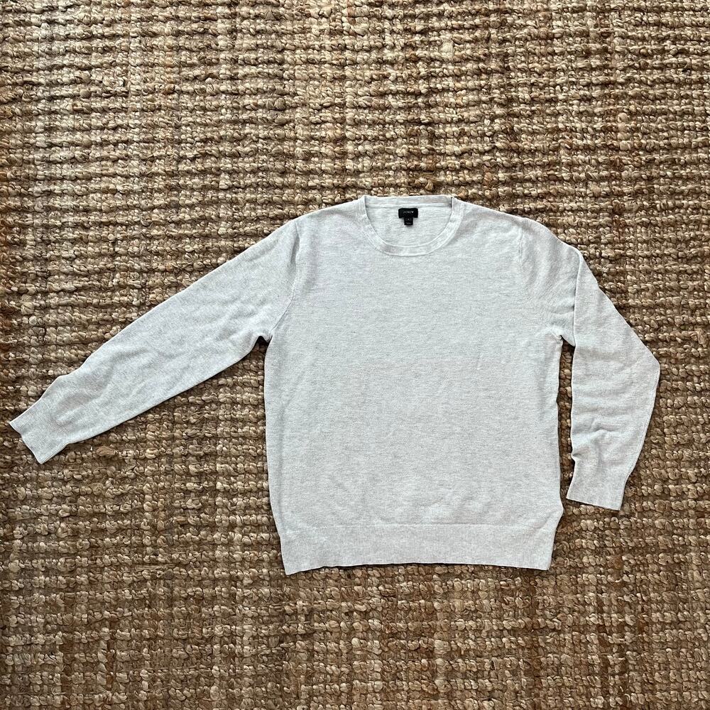 J.Crew Cotton Cashmere Piqué Crewneck Sweater Men's L Heather Gray Lightweight